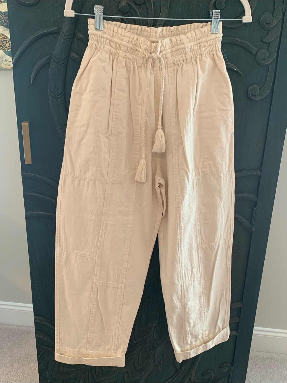 Free People Crop Cotton Pants Ivory